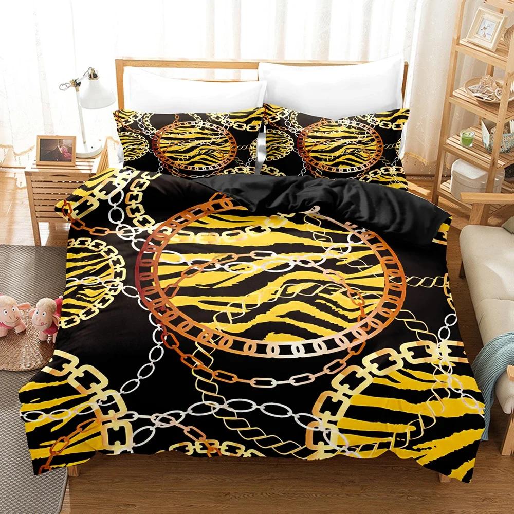 Comforter Gold Chain Leopard Leopard Print Comforter King Size Women Cheetah Home Hotel Room Soft Bedding Sets 3D