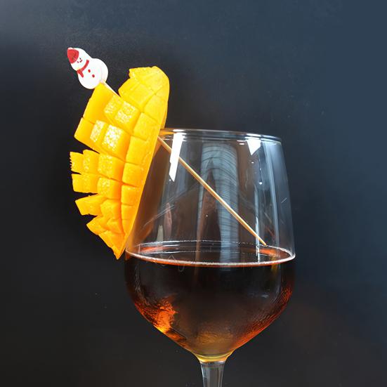 100PCS Cocktail Picks, Christmas Theme Disposable Fruit Tags, Bamboo Food Picks Toothpicks, for Fruits Desserts Cocktails Burgers