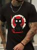 Summer Round Neck Short Sleeved Top with Black T-shirt Pattern Printed for Casual and Versatile Wear
