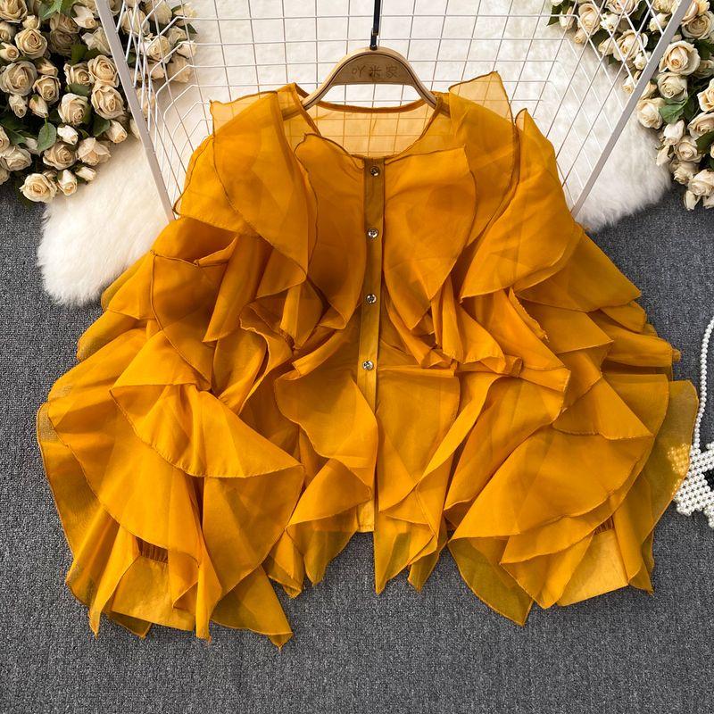 Irregular Long Sleeve Loose Single-Breasted Casual Shirt