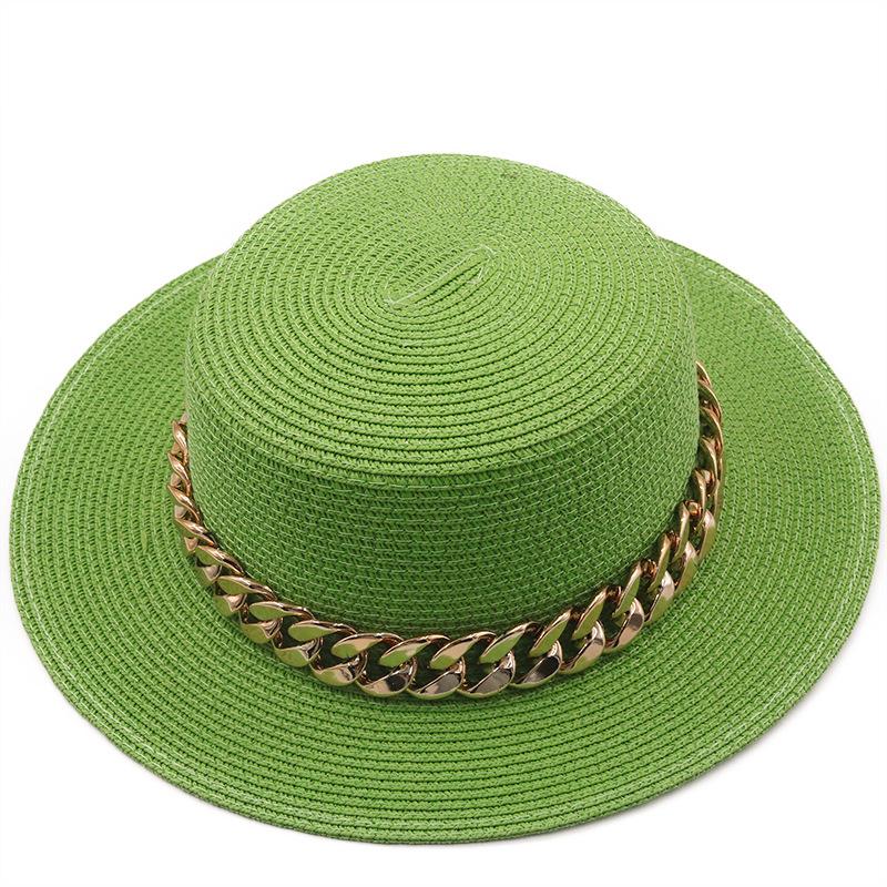 New Flat Top Top Hat Straw Hat Ladies Summer Beach Hat Shade Sunscreen Resort Seaside Hat Flat Brim Jazz Hat