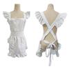 Maid Style Apron with Delicate Ruffle Edging Breathable Polyester Maid Costume Apron for Role Play and Daily Chores