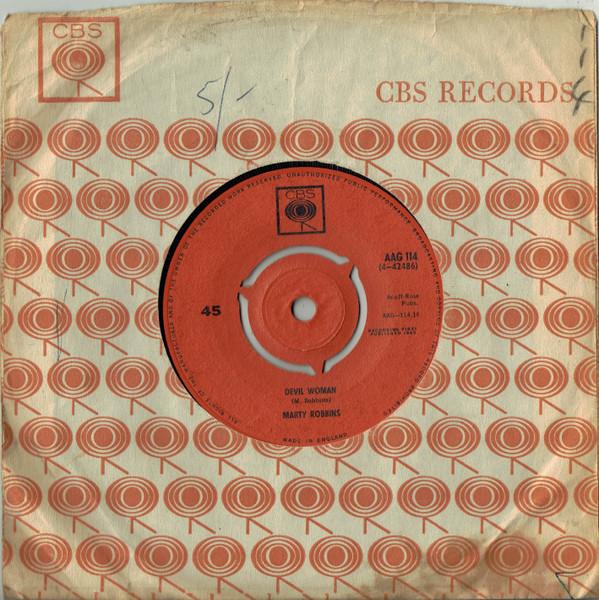 

7inch Record MARTY ROBBINS - Devil Woman AAG114 CBS 1962 UK Rock Used