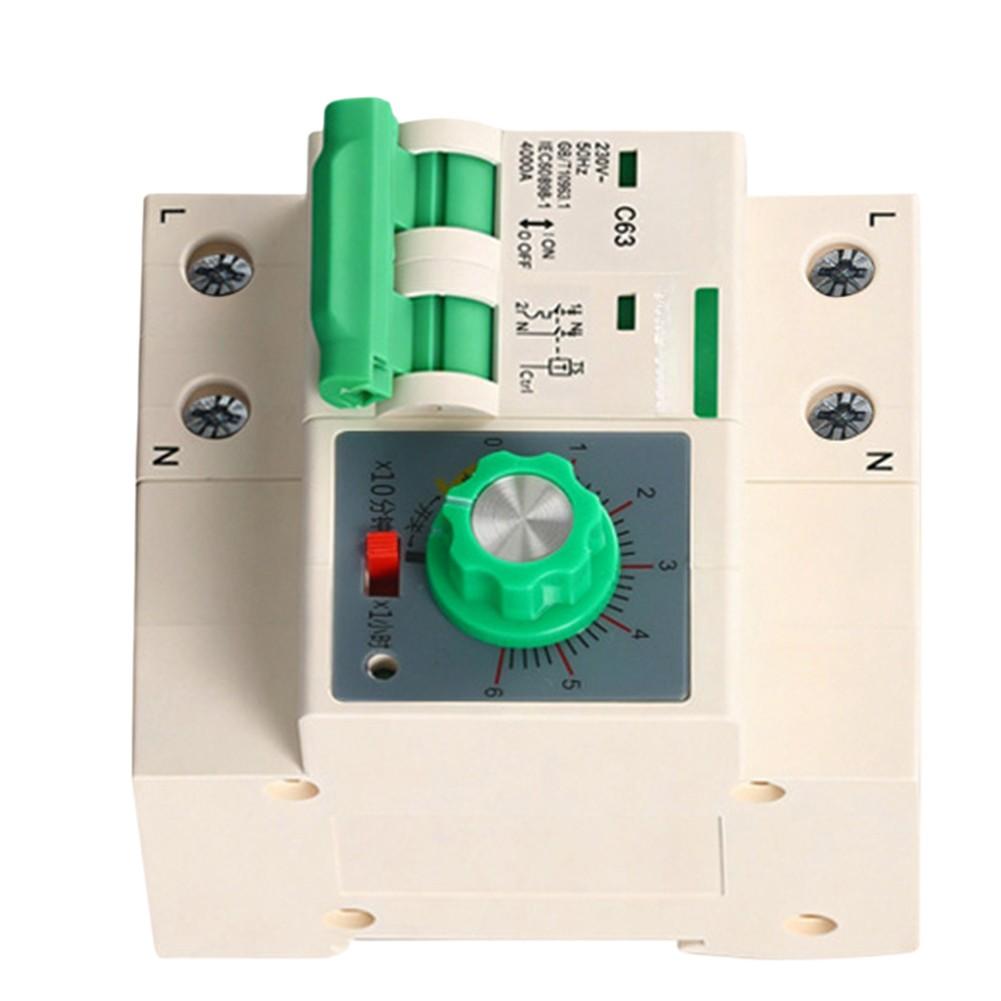 Countdown Circuit Breaker 63A 2-Pole 220V for Water Pumps Timer Switch with Overload and Short Circuit Protection DIN Rail