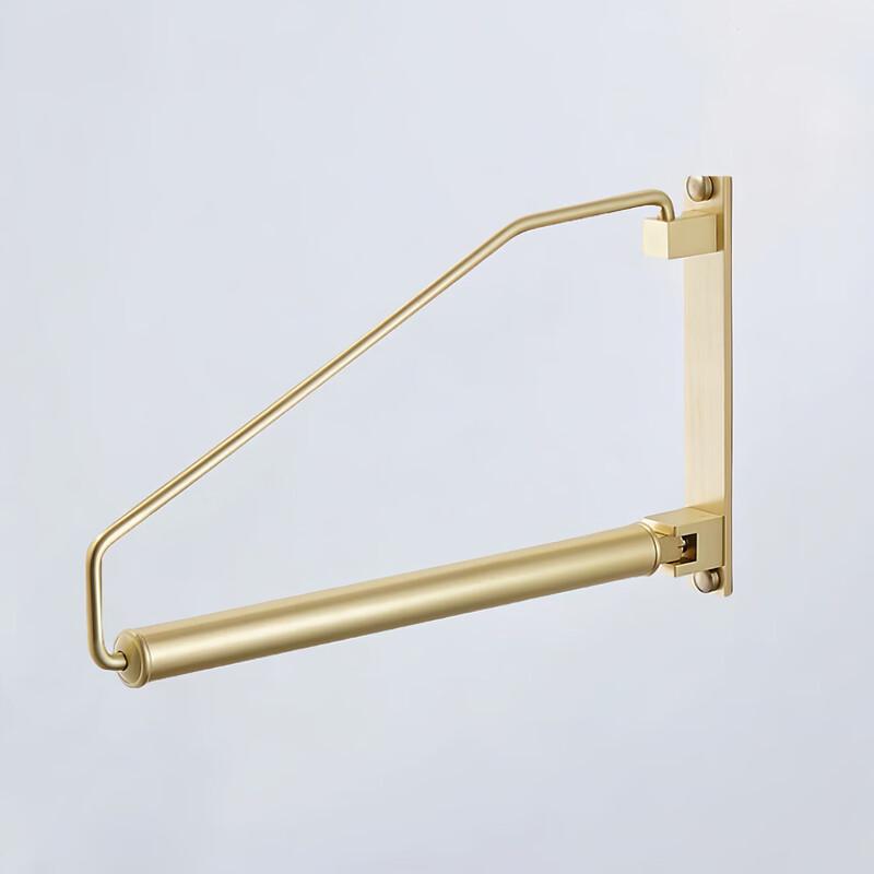 Brushed Gold Retractable Brass Wall-Mounted Clothes Hanger
