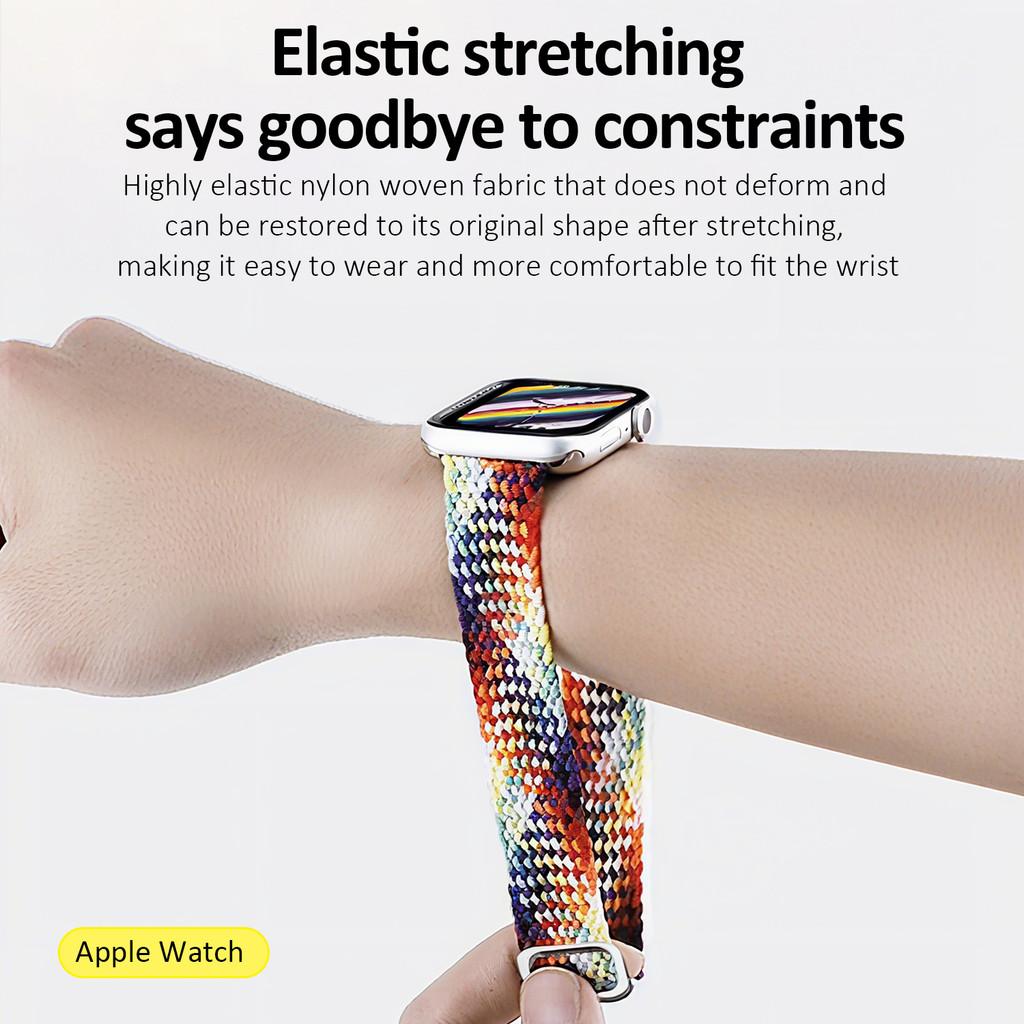 Braided Band for Apple Watch Ultra 3 2 49mm 11 10 42/46mm Nylon Elastic Belt Bracelet for 9 8 7 41mm/45mm 6 5 4 SE3 40/44mm