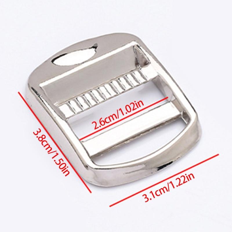 Rustproof Metal Strap Adjuster Buckle with Polishing Designs 2.6cm Inner Diameter for Backpacks and Travel Bags