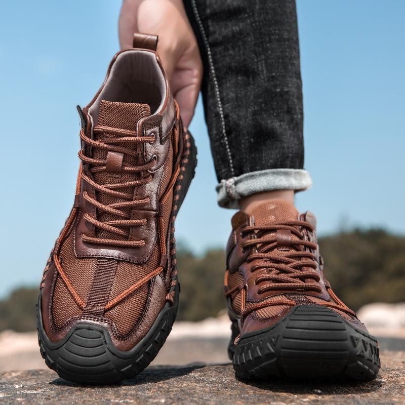 Men's Leather Casual Shoes Handmade  Soft  Working Shoes Leather Ankle Boots Large Size Driving Moccasins Shoes