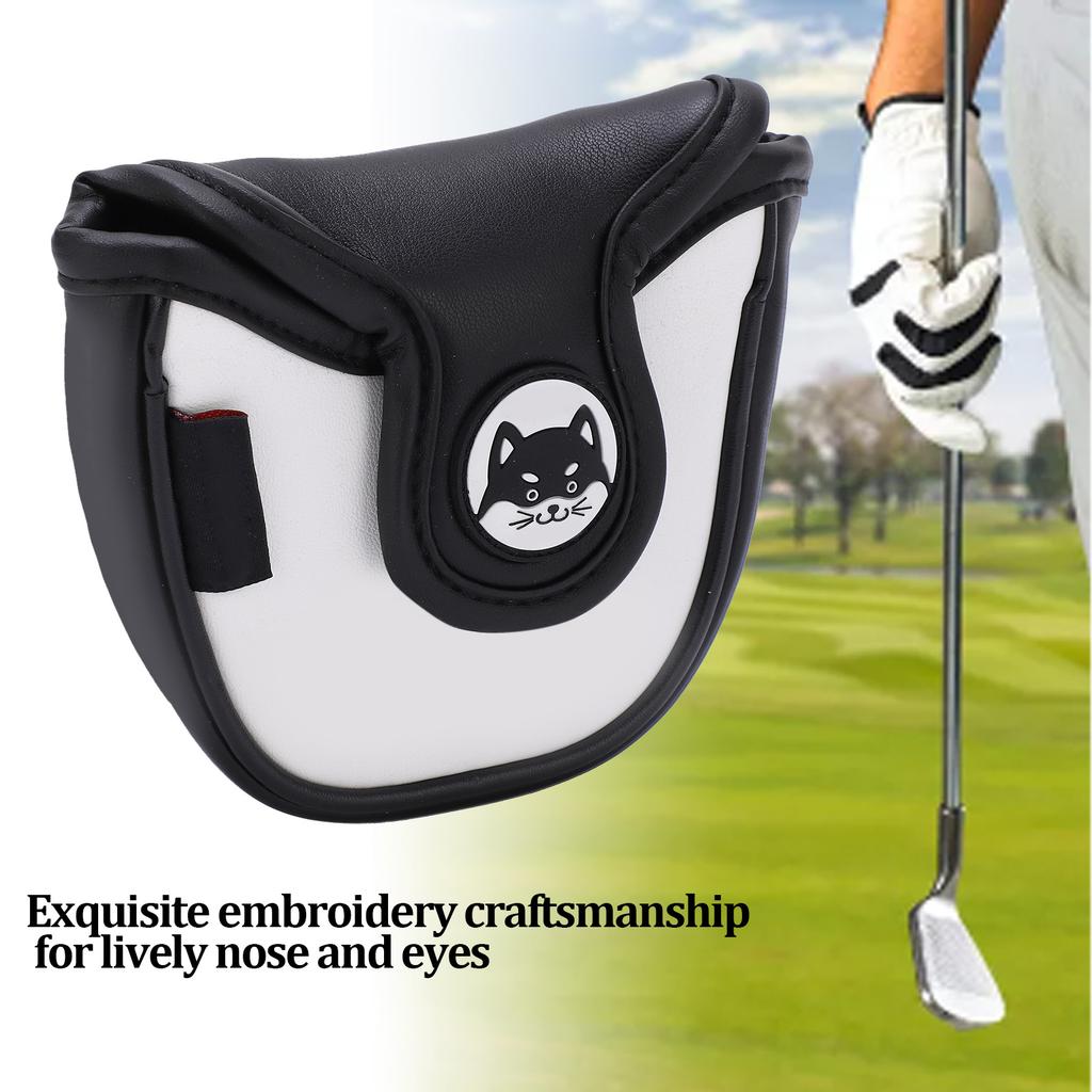 PU Leather   Putter Head Covers with Magnetic Closure Waterproof Cartoon Thicken Plush     Headcover(Yellow White )