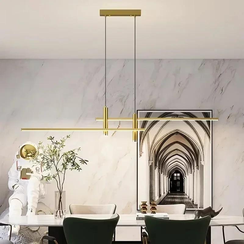 Intelligent Remote Control LED Long Pendant Light, Living Room Dining Room, 3-color Light, Home Decoration Indoor Lighting