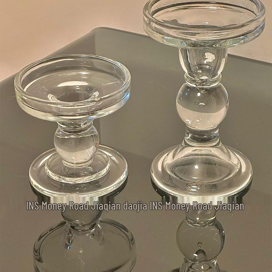 Roman Column Crystal Glass Candlestick: Retro Ornament for Romantic Candlelight Dinners and Photo Props.