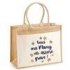 Tote Bag - PLANETEE - Jute with Pocket « Grandma She's Awesome! » - Natural Jute - 43 X 33 Cm - Printed Slogan, Made In France