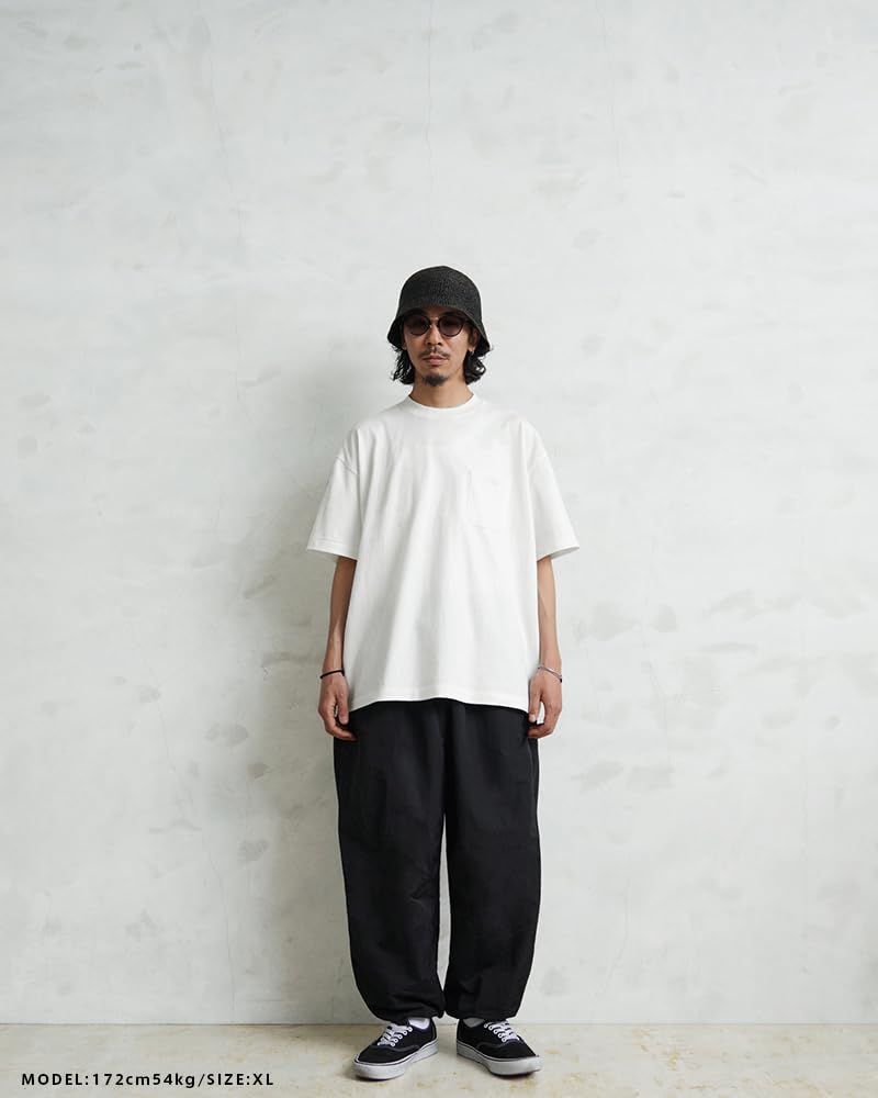 WAIPER Crew Neck Short Sleeve Pocket Made In Japan 1-Pack T-Shirt, [WP1110] (JP, Alphabet, XL, Black)