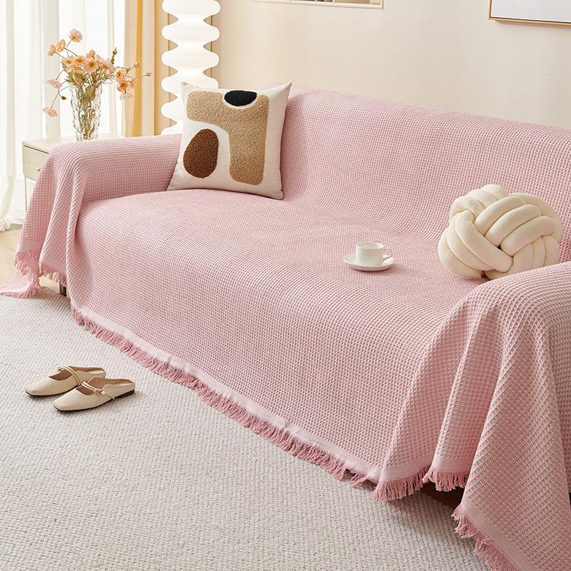 Sofa cushion full cover cloth ins cream wind camping blanket sofa cushion cover sofa towel all-inclusive sofa cover for all seasons