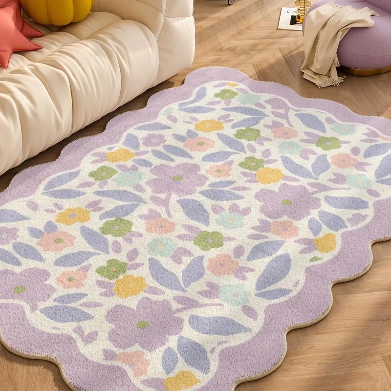 

Carpets for Living Room Plaid Children Bedroom Fluffy Rug Home Decoration Cloakroom Cute Floral Plush Mats Tapis 60*90cm