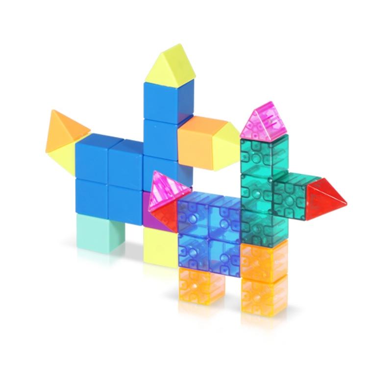 DIY Educational Toys Plastic Magnetic Building Blocks For Children Transparent & Macaron Colors 10PCS