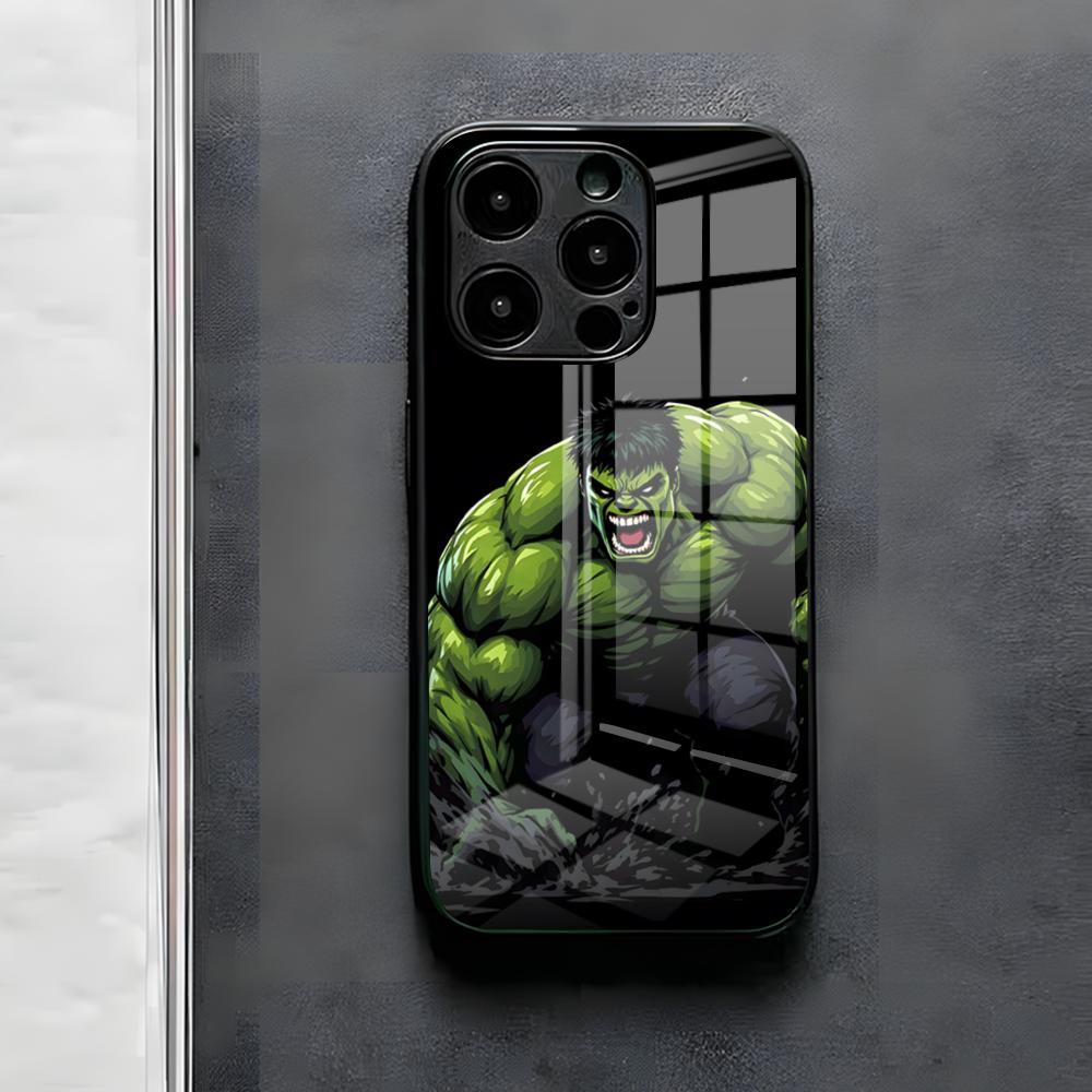Superhero H-Hulk Phone Case For IPhone 17 Air 16 E Pro Max 15 14 13 Mini 12 Pro 11 Max Plus Black Glass Cover