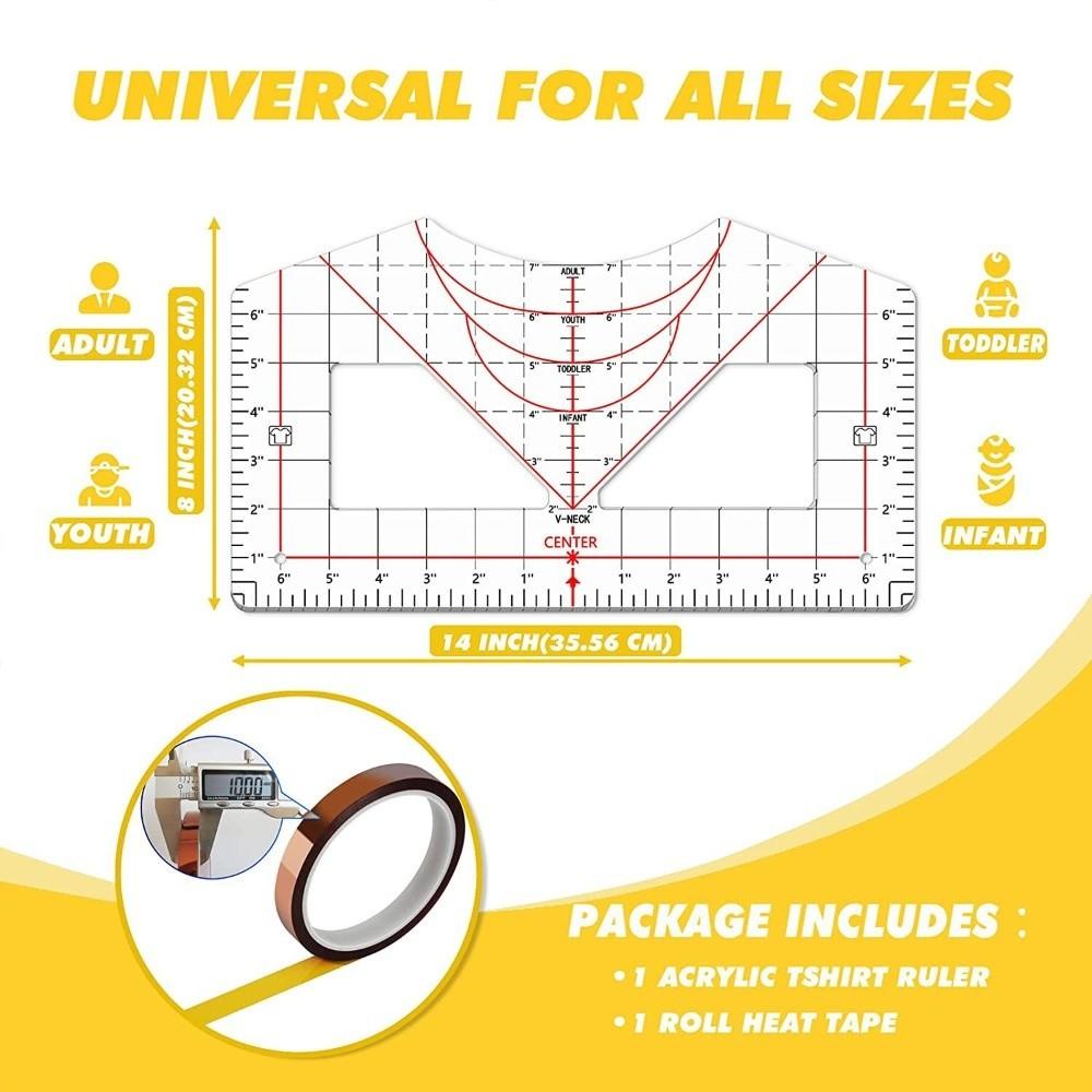Transparent T-Shirt Ruler Neckline Alignment Garment Sewing Ruler  Garment Sewing