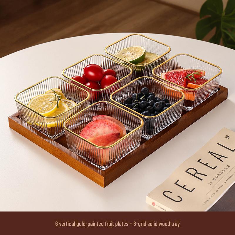 Japanese-Style Glass Fruit and Snack Plate for Living Room Coffee Table