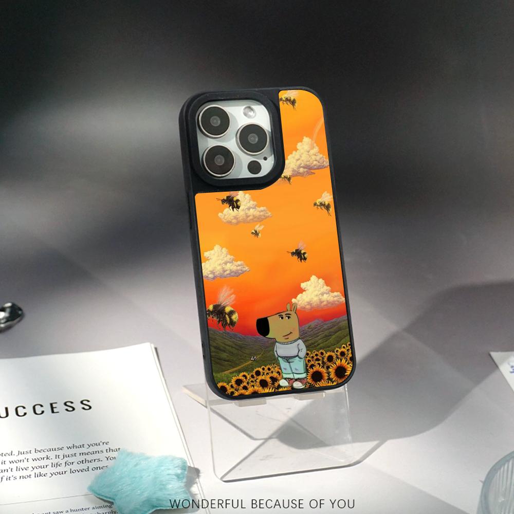 

Chill guy dog fashion hip-hop pattern Phone Case for iPhone 17 16 15 14 13 12 Pro Max Sheepskin Carbon fiber protective case iPhone 15