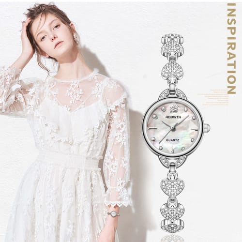 Women's Replica Waterproof Wristwatch: Exquisite Heart Band, Zirconia, Diamond, Quartz Movement, Delicate, Classic, Cute, Stylish, Stainless Steel, Ad