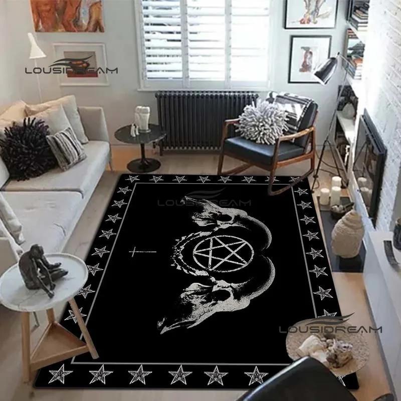 Devil Satan Lucifer Sacrifice Carpet and Rug Goat Baphont Rug Living Room Bedroom Area Carpet Study Porch Bedside Non-slip Mat