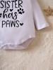 Baby Winter And Fall Onesie Long Sleeves “MY SISTER HAS PAWS” Round Neck 100% Cotton Triangle Onesie