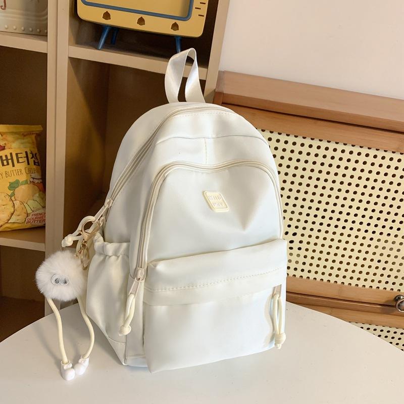 Schoolbag New Student Schoolbag Girls Junior High School Fashion Simple Large Capacity Backpack Solid Color Outdoor Commuter Travel Backpack