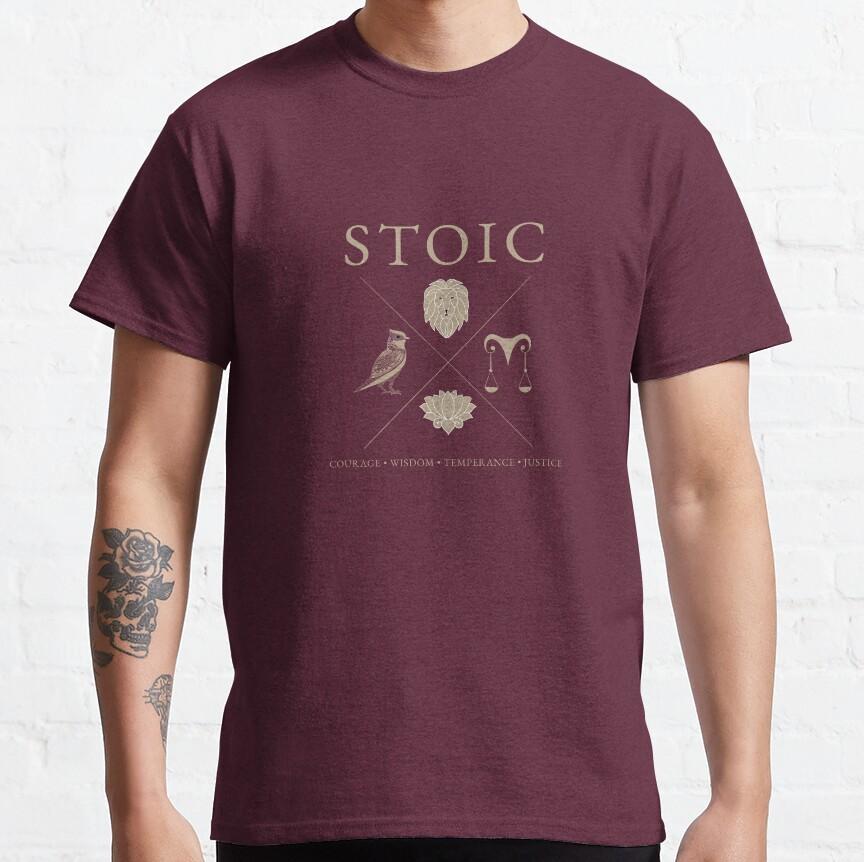 Stoizismus, stoische Tugenden, Mut, Weisheit, Mäßigung und Gerechtigkeit Stoizismus Team Stoischer Humor Grafik T-Shirts Übergrößen Oberteile