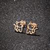 1 Pair Cute Cat Stainless Steel Stud Earrings For Womens Punk Jewelry Gifts Trend Fashion Small Ear Studs Jewelry