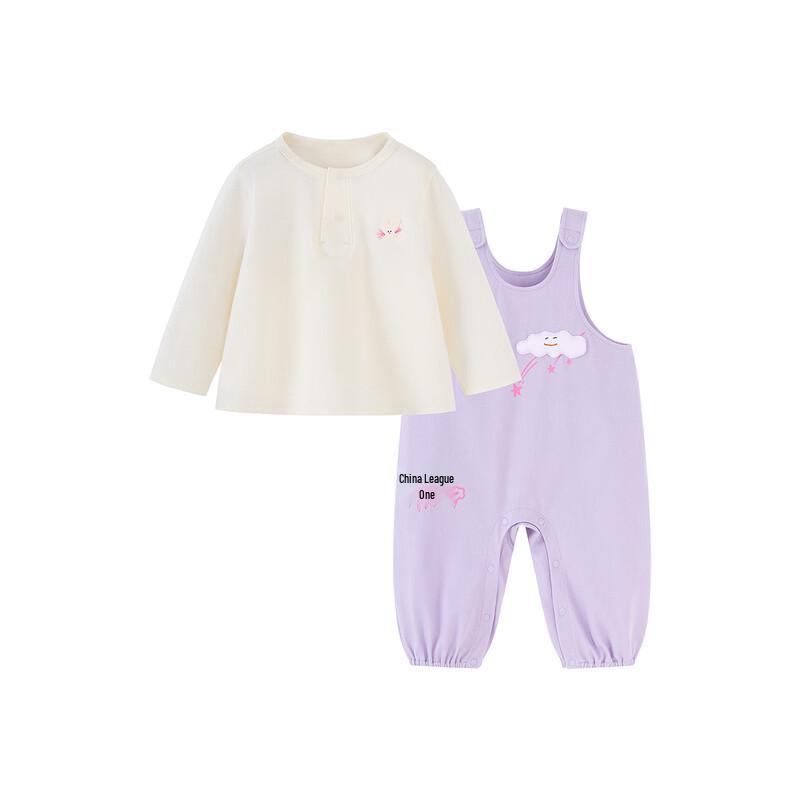 minibala Kids' Long-Sleeve T-Shirt and Denim-Style Overalls Set