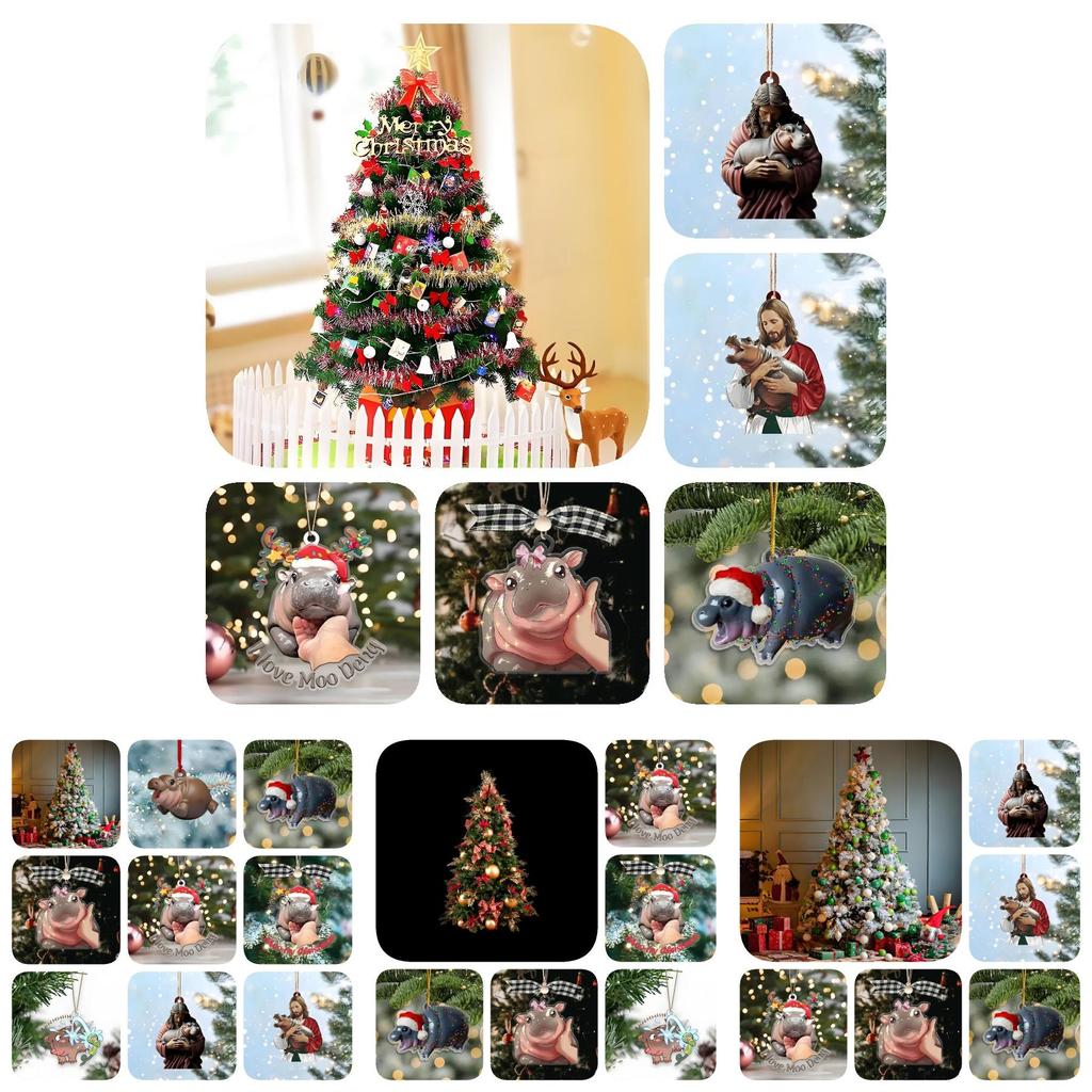 Charmantes Muh Muh Nilpferd Weihnachtsgeschenk Und Niedliche Baumdekoration Für Festliche Stimmung