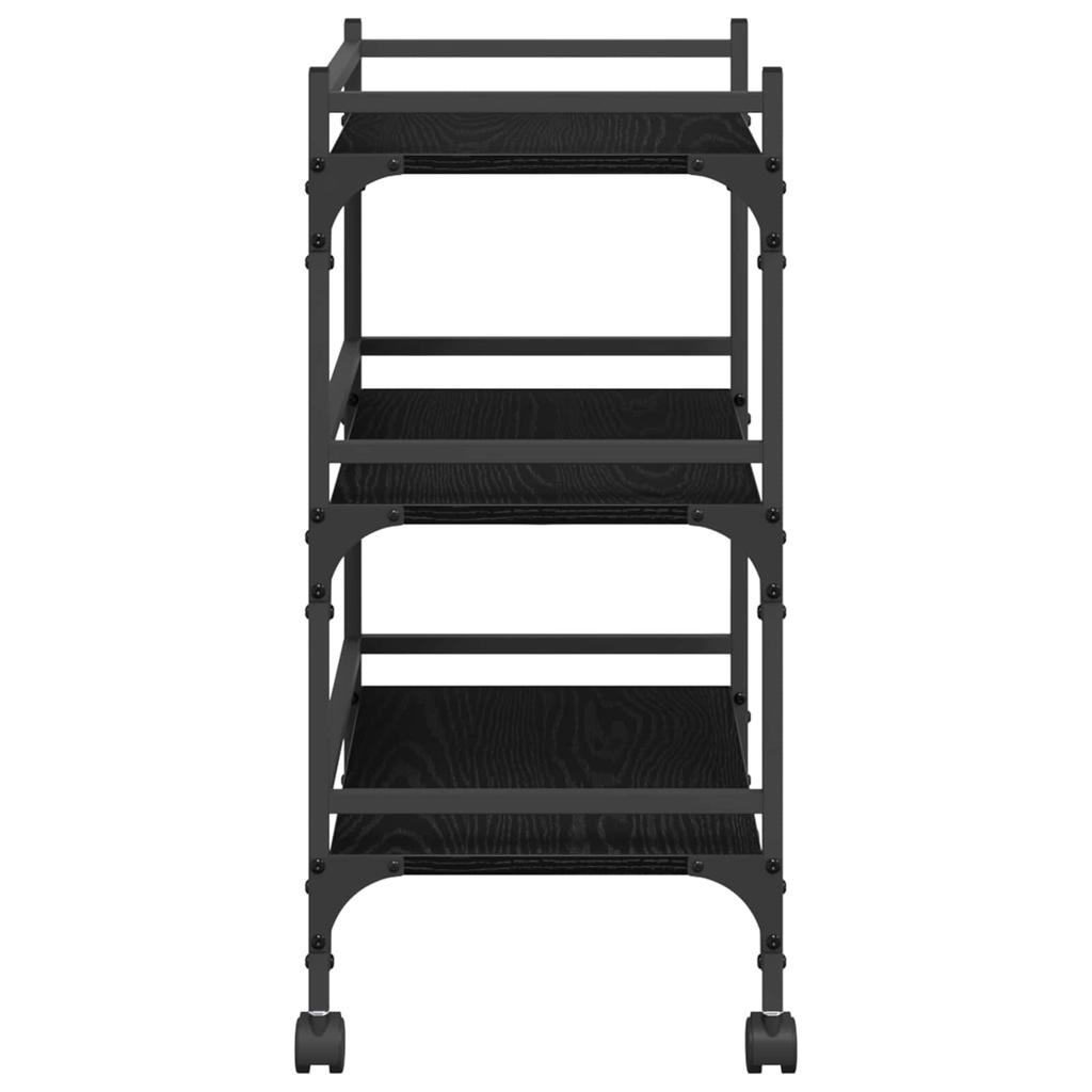 Kitchen Trolley Black Oak Effect 50 X 35 X 75.5 Cm
