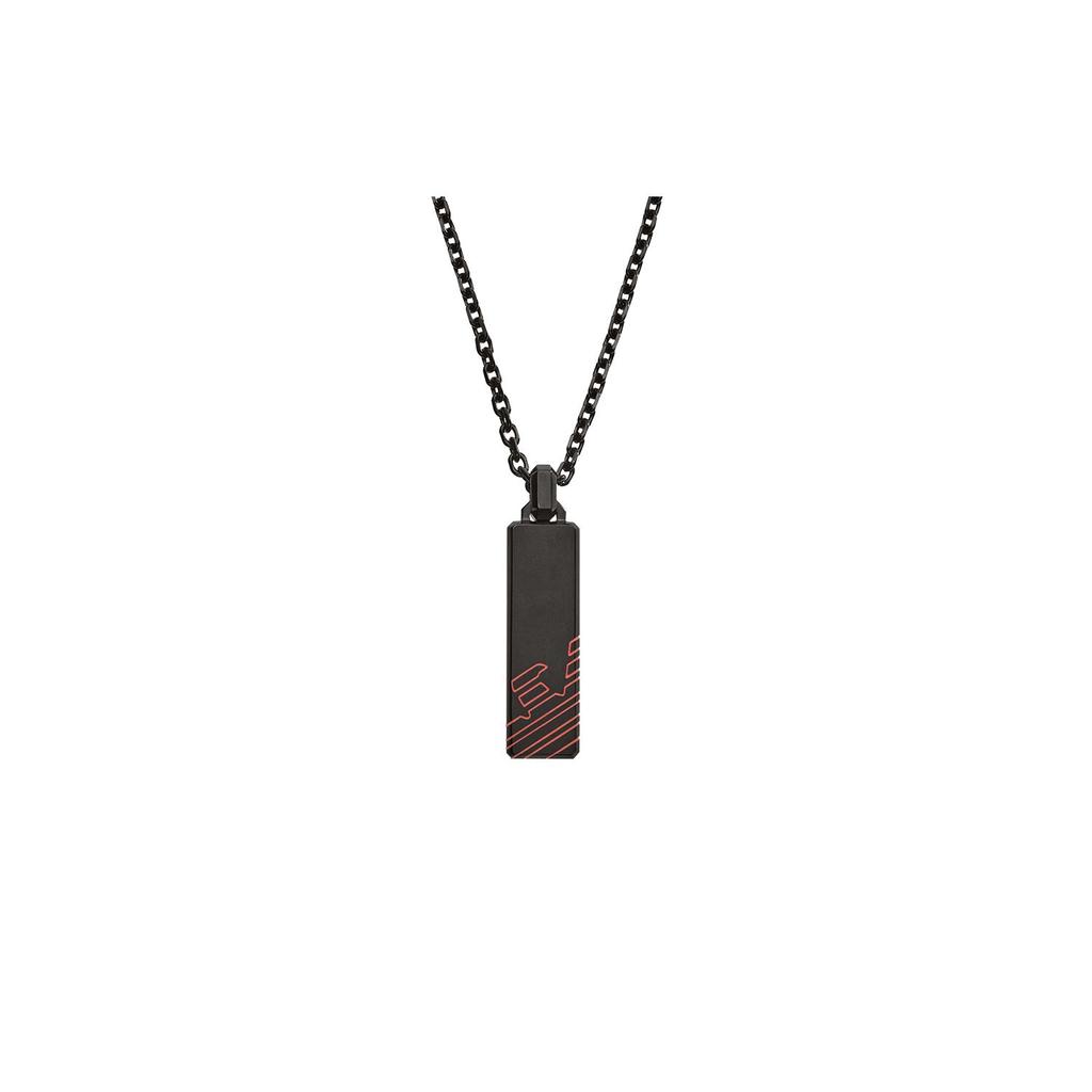 Emporio Armani Fashion Eagle Pendant Steel Necklace Men Necklace Black Red EGS2593001