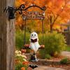 Festive Halloween Wall Hanging Ghost Wind Chime Hanging, Porch Yard Decor with Resin Metal Bell, Handmade Pastoral Vintage Farmhouse Ornament