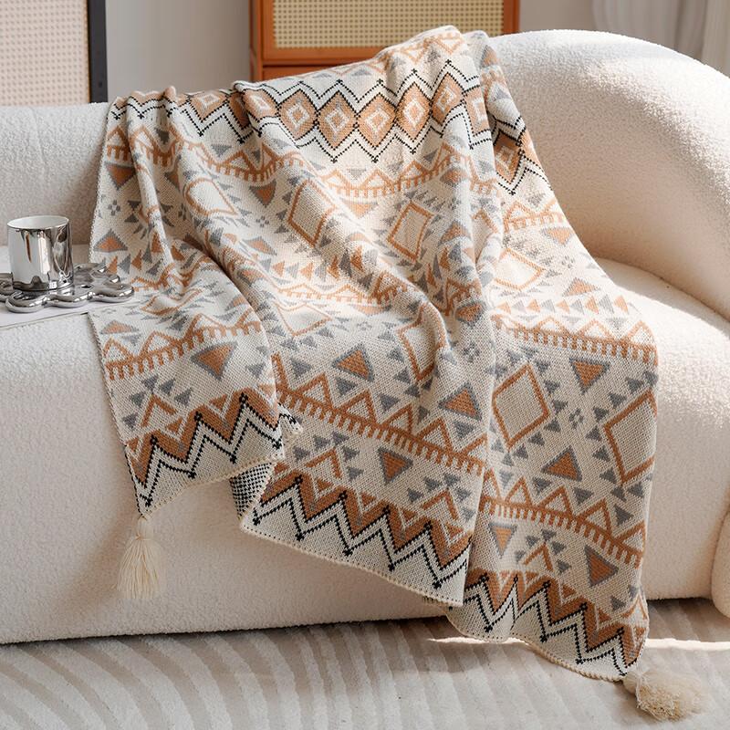 Fanyejia Bohemian Style Sofa Blanket, Office Nap Air Conditioning Throw, Guesthouse Tail Blanket, Knitted Coverlet, 520 Gift