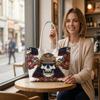 Japanese Samurai Skull Print Tote Bag Trendy Daily Casual Shoulder Bag for Outdoor Shopping