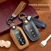 Genuine Leather Key Case Cover for Toyota Prado RAV4 CHR Crown Corolla Keychain Shell Holder