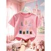 European Sizes Children's Round Neck T-Shirt, Summer Casual Comfortable Sporty Fashion Short Sleeve for Girls, Teen Daily Wear