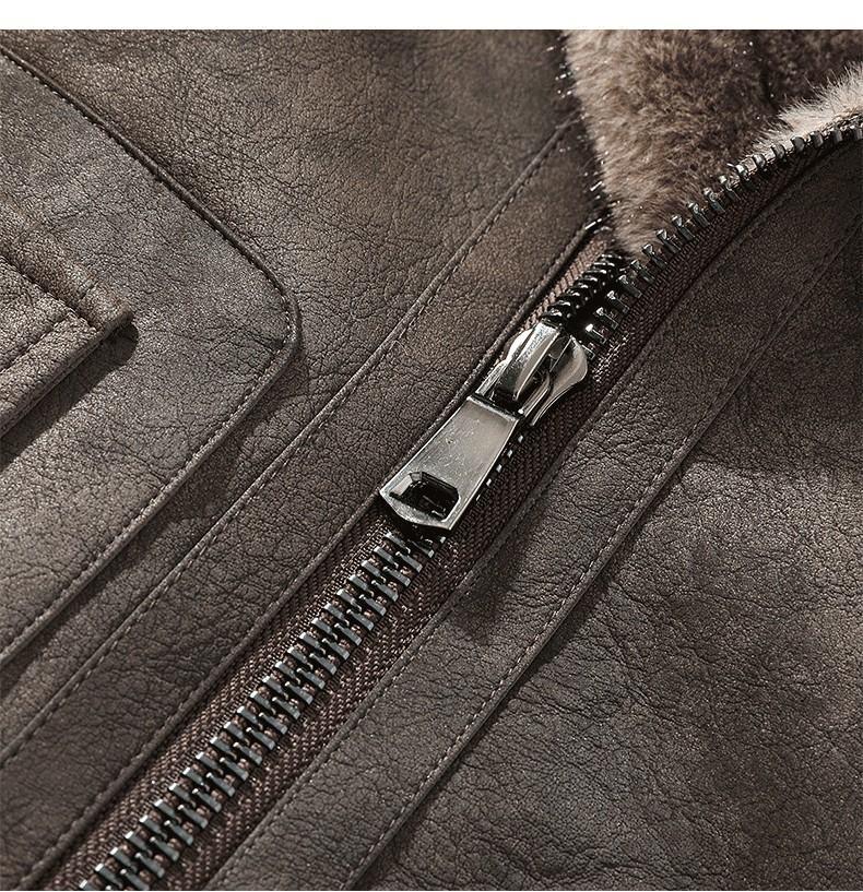 Men's Plus Size Lapel Leather and Fur Jacket - Winter Edition
