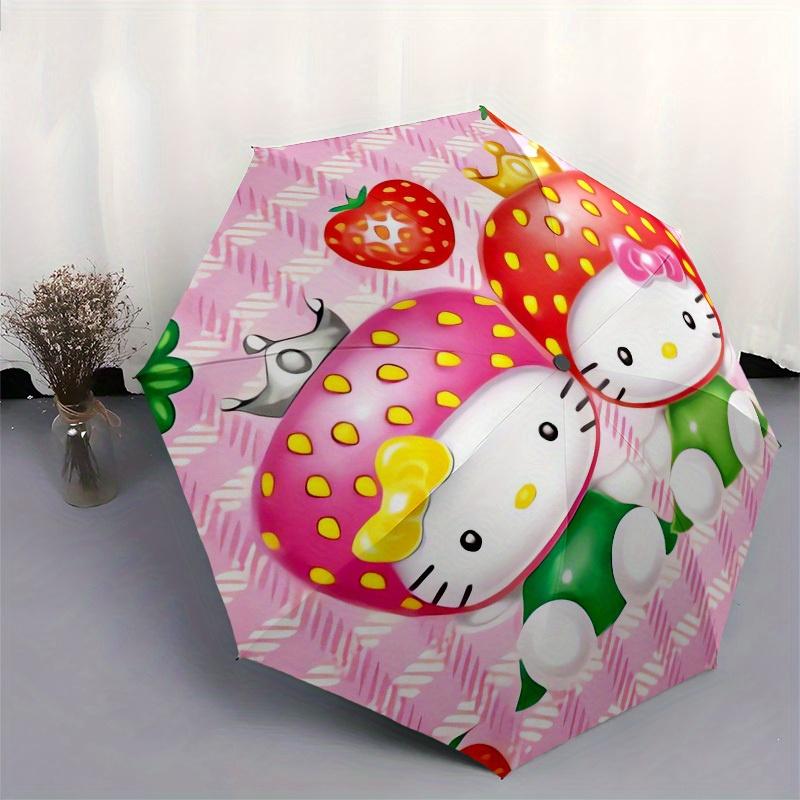 1pc Hello Kitty Strawberry Princesses Umbrella with Plastic Handle,Suitable for All Seasons Home Travel Outdoor UmbrellaSanlio414