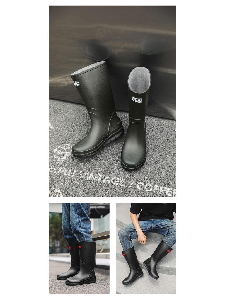 Herren High-Top Wasserdichte Rutschfeste Arbeitsstiefel: Strapazierfähige Gummistiefel für Angeln und Bauwesen