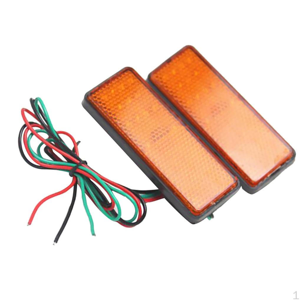 

2 Pieces Rectangle Reflector 6mm Nuts LED Tail Brake Stop Light Yellow Lens -