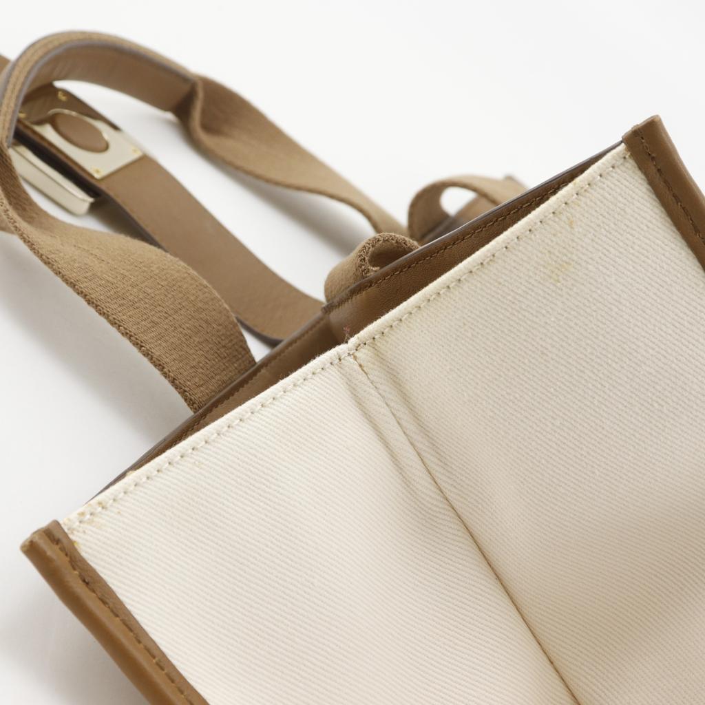 Anya Hindmarch Tote Bag Brown / White canvas/leather Women Used