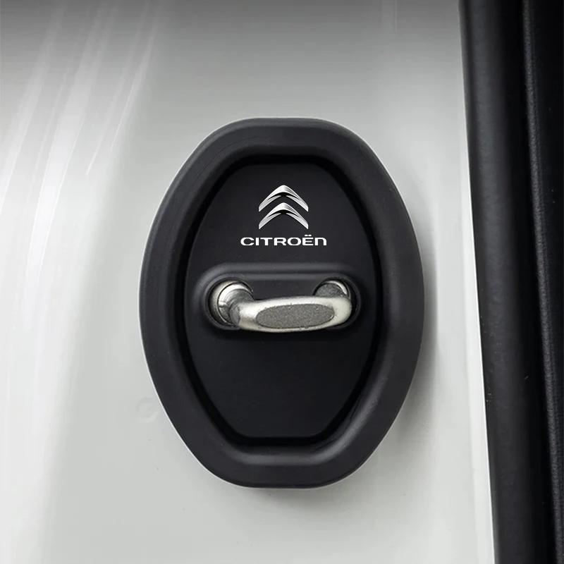 VLKO3 2/4pcs Silicone Car Door Lock Buckle Protector Cover Accessories sticker For Citroen C1 C2 C3 Grand C4 Picasso C4L VTS C-ELYSEE