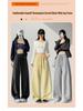 Damen-Sweatpants im amerikanischen Stil mit hoher Taille und weitem Bein - Frühjahrskollektion 2026, Petite Casual Fit