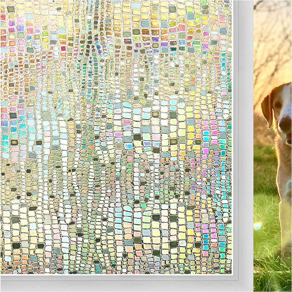 Window Privacy Film Static Window Clings Vinyl 3D Window Decals Window Stickers Rainbow Window Film for Control Anti UV