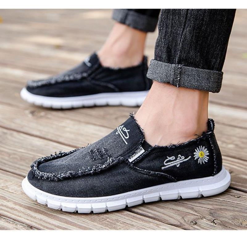 Women's Casual Shoes, Soft Washed Denim Canvas Shoes, Flower Design, Lightweight and Durable, Suitable for Casual Wear and Women's Shoes