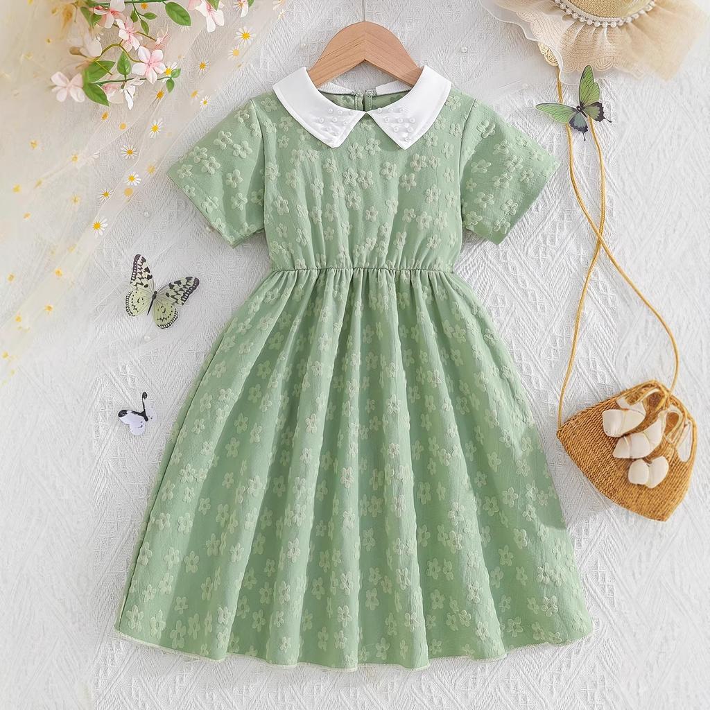 Vestido Verde Dulce Para Niñas - Vestido de Princesa de Moda de Verano para Niños