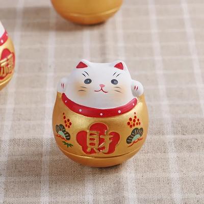 Japanese Ceramic Lucky Cat Fortune Ornament Daruma Crafts Cartoon Landscape Home Decor Accessories Kawaii Gifts Desk Decoration